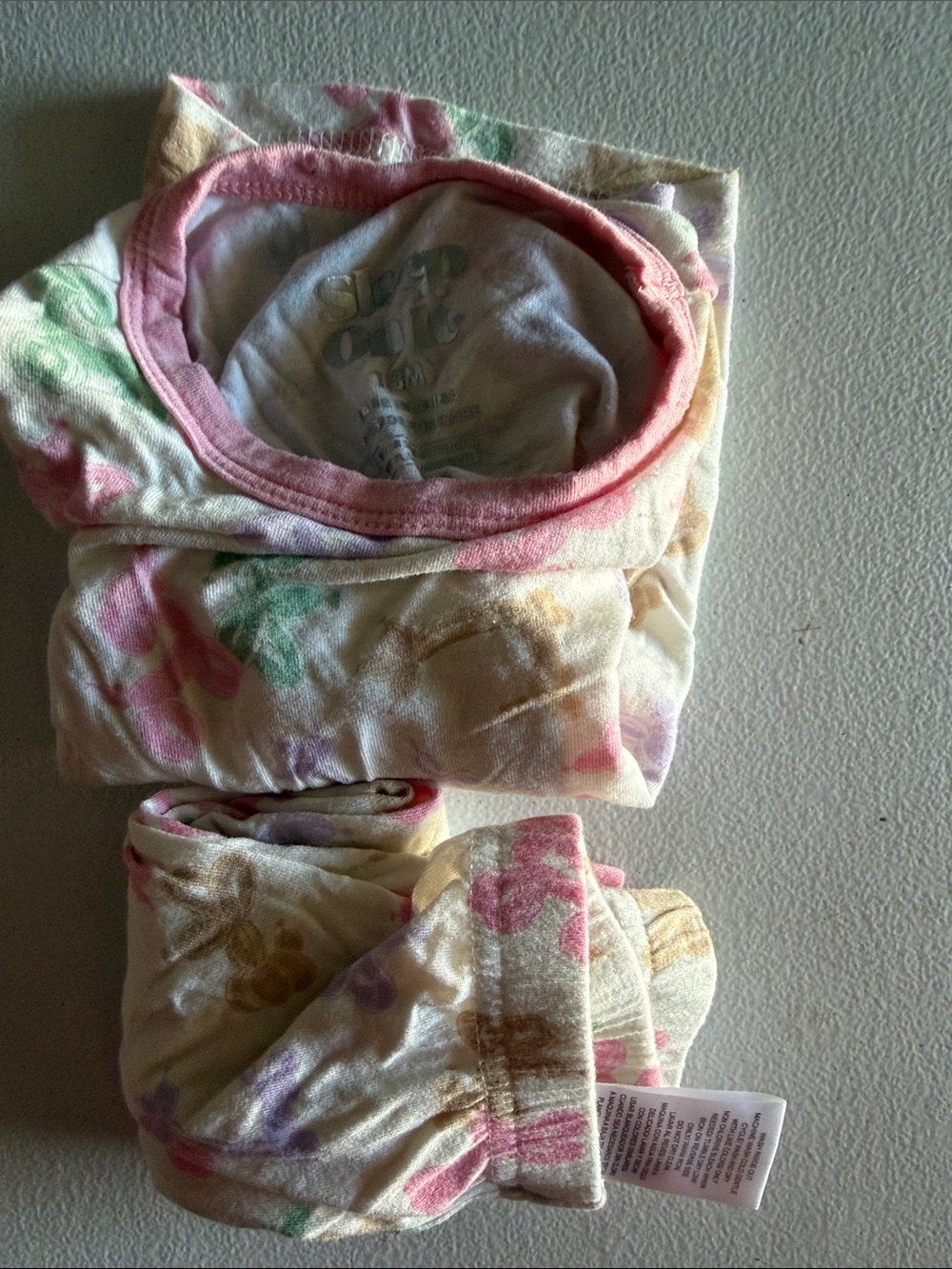 Sleep On It Cream Floral Kids Pajama Set with Pink Trim